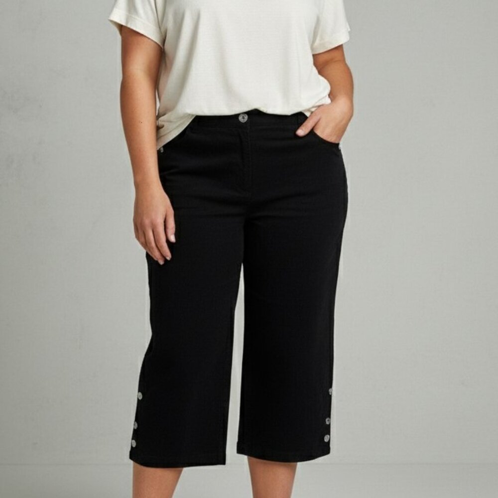 Black Capri Cotton Twill Karen Scott Size 16